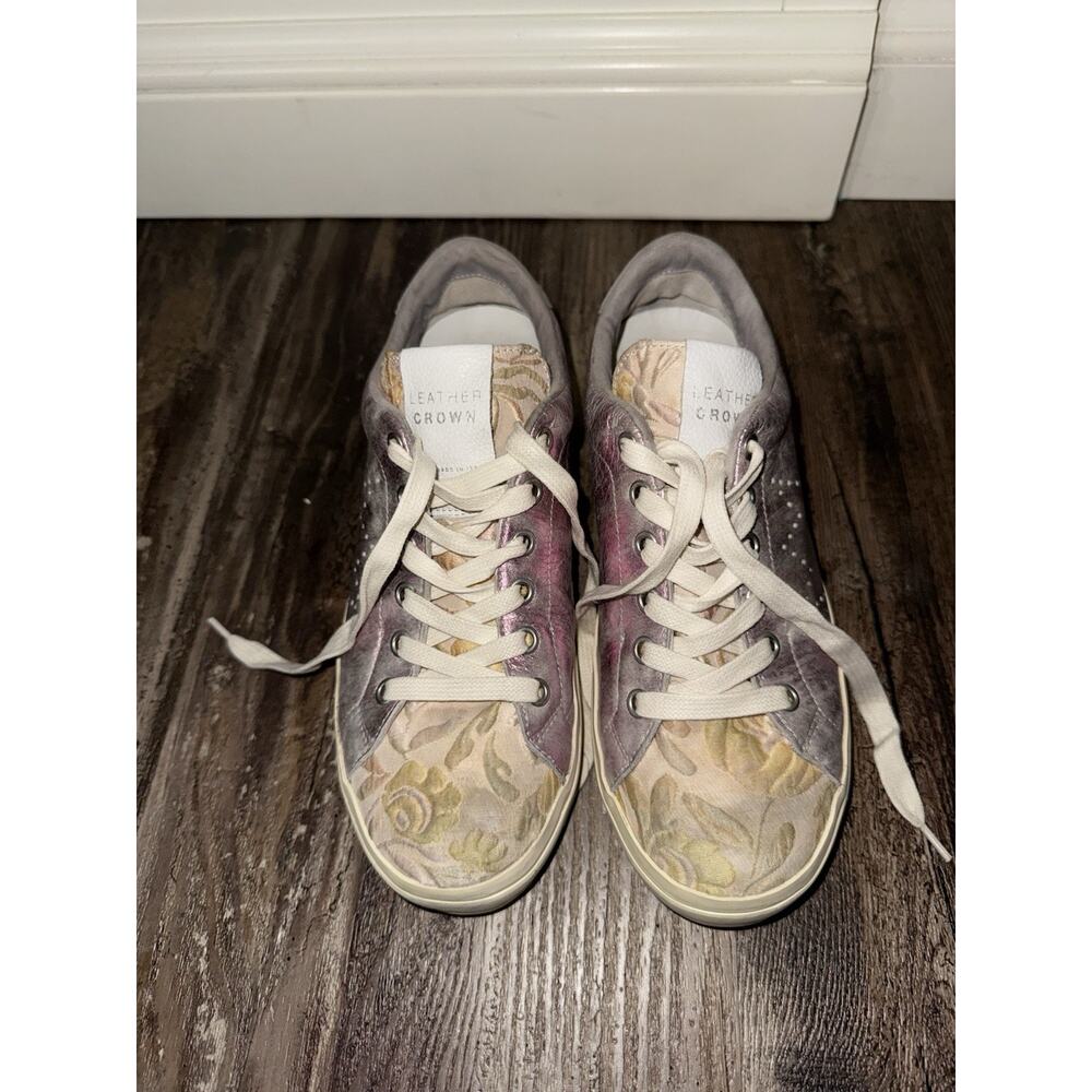 LEATHER CROWN Sneakers Italy Floral 2009 Rare Deadstock NWOT Size 6